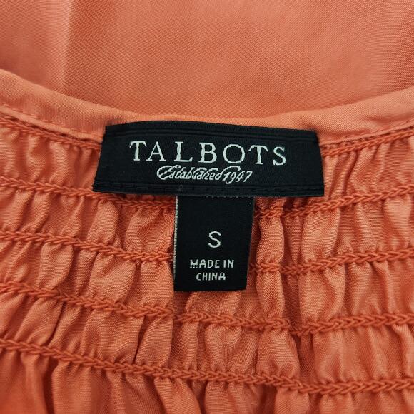 Talbots Silk Smocked Waist Tie Front Dress Orange / Coral Size Small - Picture 2 of 6